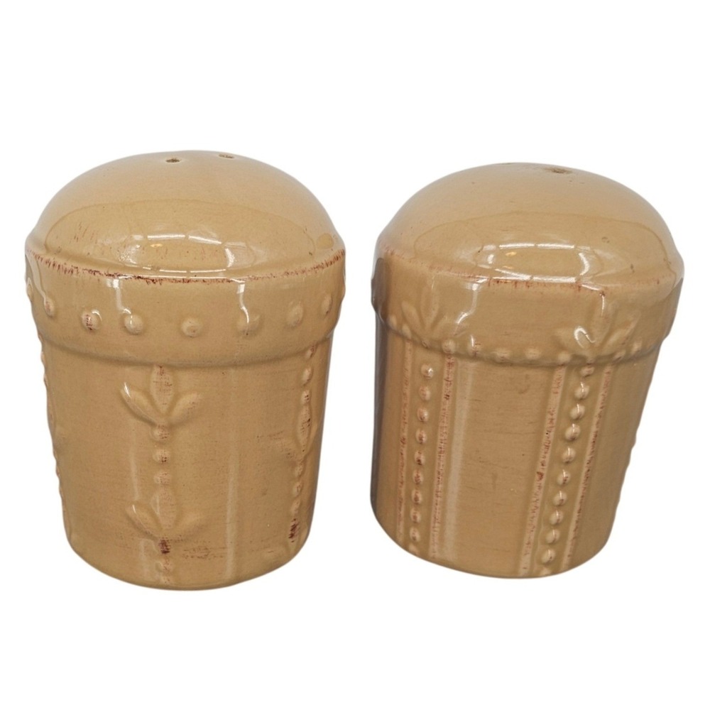 Signature‎ Ceramic Salt Pepper Shakers Rustic Farmhouse Kitchen Decor 2001 Olive
